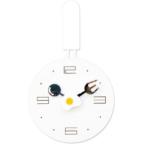 Stephanie Imports Modern Minimalist Frying Pan Shaped Kitchen Wall Clock with Spoon, Fork & Egg Dial (Gray)