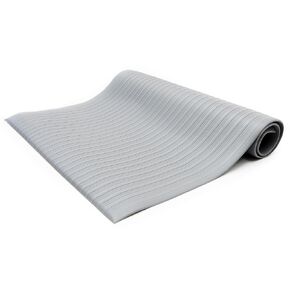 Bertech Anti Fatigue Floor Mat (Made in USA), 3 Feet Wide x 12 Feet Long x 5/8 Inches Thick, Ribbed Pattern Top, Gray, Bevelled on All Four Sides, RoHS and REACH Compliant