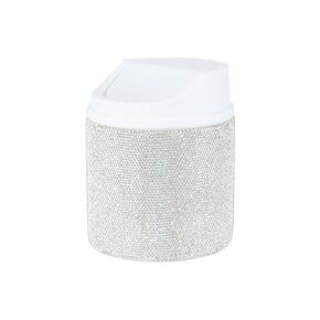 KEYPOWER Bling Rhinestone Mini Plastic Trash Can Cute Small Waste Can with Swing Lid,Suitable for Home Countertop,Car,Table Desk,Office (Pink)
