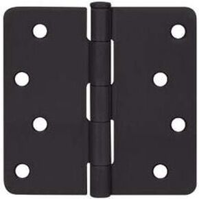 12 Pack - Cosmas Flat Black Door Hinge 4" Inch x 4" Inch with 1/4" Inch Radius Corners