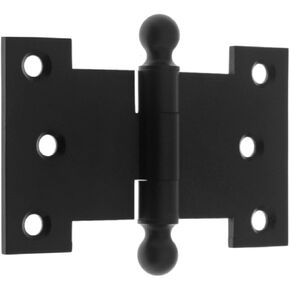 IDHBA 80254-019 Professional Grade Quality Solid Brass 2-1/2" x 4" Parliament Hinges with Ball Finials (Pair), 2-1/2 x 4-Inch, Matte Black