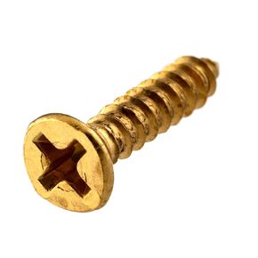 #5 x 5/8" Brass Flat Countersunk Head Phillips Drive Wood Screws | Pack of 25 | Self Tapping Screws for Wood Antique or Modern Furniture | SCR558FPHBP
