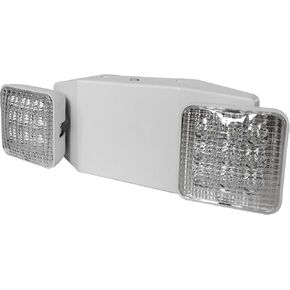 LED Emergency Light Emergency Light Combo Rectangular Adjustable Dual Heads 2 Heads UL Certified GM6 for Apartments Hotels Hospitals Offices (White)