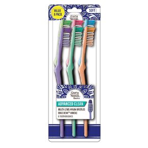 فرشاة أسنان جوروناندا المتطورة مع منظف اللسان - شعيرات ناعمة للأسنان واللثة الحساسة - ألوان متنوعة، عبوة من 6 قطع in Kuwait