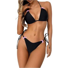 SOLY HUX Women's Bathing Suits Halter Triangle Tie Side Bikini Sets Two Piece Swimsuit