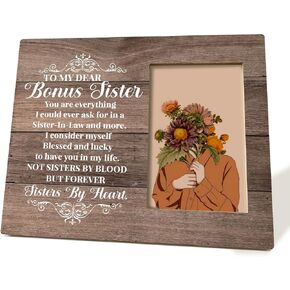 Sister In Law Gift, Picture Frame Desk Decor Gift, Sister-in-Law Photo Frame Gift for Bride In Wedding, Bonus Sister Gift for Birthday, Not Sister By Blood but Forever Sisters By Heart