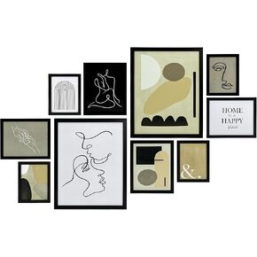 مجموعة إطارات حائط معرض ArtbyHannah المحايدة مكونة من 10 قطع مع مطبوعات فنية بسيطة مزخرفة وإطار صورة مجموعة ديكور فني جداري لتزيين المنزل الحديث، مقاسات متنوعة 6x8 x4، 8x10 x4، 11x14 x2 in Kuwait