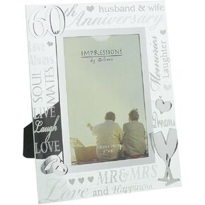 Oaktree Gifts 60th Anniversary Mirrored Photo Frame 4 x 6