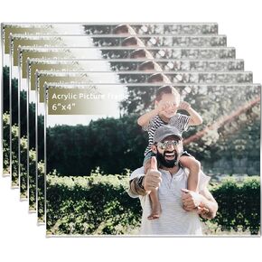 6x4 Picture Frame Set of 6,Acrylic Picture Frames Wall Mounting Displays 6 by 4 Inch Picture,Clear Picture Photo Frames for Home,Office,Hotel- Horizontally (6 Pack)