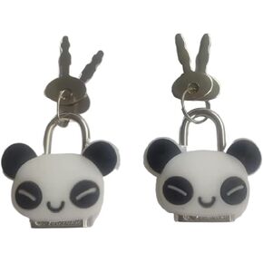 Cute Panda Lock Padlock with Keys for Suitcases Jewelry Box Handbag, Cartoon Animal Mini Padlock Security Lock for Backpack Lockers Cabinet Gift (2 Pack)
