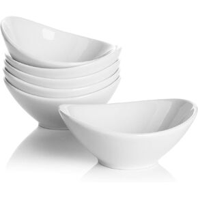 Teocera Porcelain Small Bowls, Dessert Bowls Set - 6 Ounce for Ice Cream, Small Side Dishes, Set of 6, White