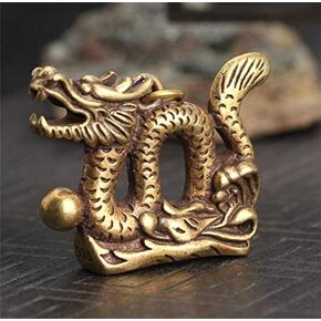 1.5inch Fengshui Good Luck Chinese Antiques Collectible Pure Bronze Brass God Folk Exorcise Evil Chinese Zodiac Dragon Amulet Pendant Figurine Wealth Lucky Figurine Gift & Home Decor
