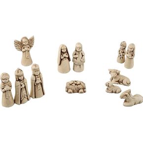 12 Piece Mini Clay Nativity Set, A King is Born Scene - Premium Handmade Rustic Clay Nativity Set Includes 12 Clay Figurines Including Baby Jesus, Mary and Joseph - Ideal for Christmas Decor
