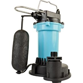 Little Giant 5.5-ASPA 115-Volt, 2100 GPH, 1/4 HP Automatic Aluminum Sump Pump with Snap-Action Float Switch and 10-Ft. Cord, Blue or Black, 505702