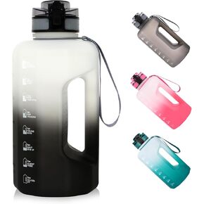 GEMFUL Half Gallon Water Bottle with Time Marker Bpa Free Reusable Water Jug for Adults
