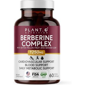 Berberine Supplement - Berberine 1250mg Per Serving - Berberine HCI Complex with Bitter Lemon & Banaba Leaf Non-GMO - Immune Support - 60 Barberine Capsules