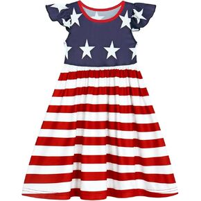 Codkkre Girls Dresses Toddler Summer Dresses Kids Sundress Birthday Party Dress 2-8 Years Old