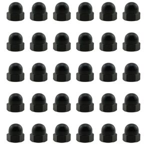 30PCS Hexagonal Decorative Cap Nut Black M8 Nylon Spherical Plastic Nut Cover Hexagonal Round Nut for Mechanical and Telecommunication Equipment and Furniture Decoration