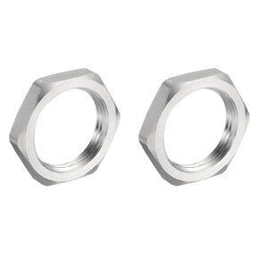 uxcell 2 Pcs Cast Pipe Fitting Hex Locknut, 304 Stainless Steel Hex Lock Nut 1" Female Thread for Water Broom and Undercarriage Cleaner (DN25)