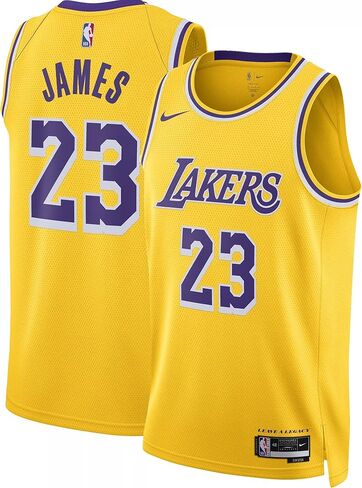 Nike - Lebron James -Los Angeles Lakers للجنسين Gold Swingman Jersey -Icon Edition (متوسط)، أصفر in Saudi Arabia