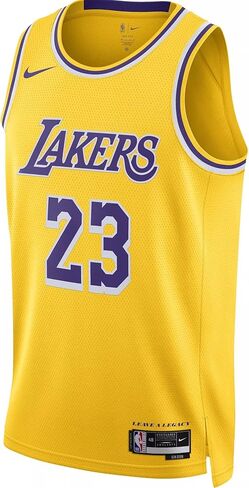 Nike - Lebron James -Los Angeles Lakers للجنسين Gold Swingman Jersey -Icon Edition (متوسط)، أصفر in Saudi Arabia