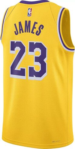 Nike - Lebron James -Los Angeles Lakers للجنسين Gold Swingman Jersey -Icon Edition (متوسط)، أصفر in Saudi Arabia