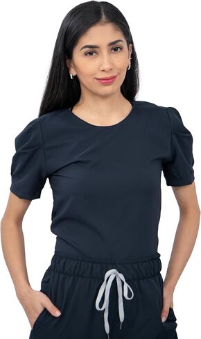 Scrubs - Women Antifluid Scrub Set with Round Neck Top and Stretch Jogger Pants, Cargo Pockets in Saudi Arabia