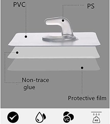 KK5 Adhesive Hooks for Hanging Heavy Duty Wall Hooks Max 13lbs Sticky Hooks Ceiling Hooks for Kitchen Livingroom Bedroom Student Dormitory - 8Pack in Saudi Arabia