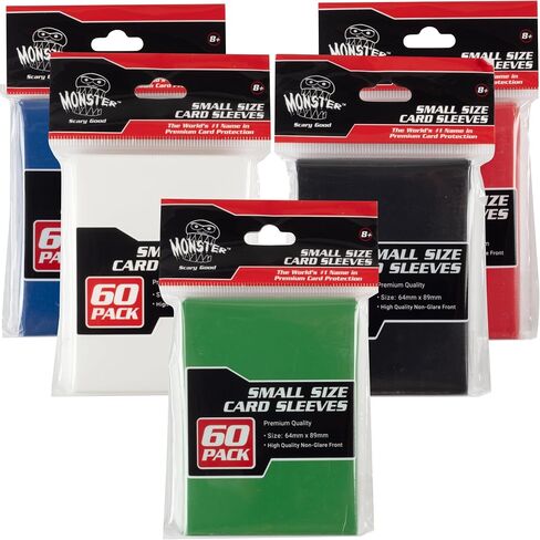 Monster Protectors Card Sleeves(300 Pack) -Small Size(64mm x 89mm) Bright Multi-Color Set of Card Protectors-Compatible with Yugioh & other Collectible TCGs & Sports Cards- Keep cards safe during play in Saudi Arabia