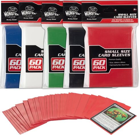 Monster Protectors Card Sleeves(300 Pack) -Small Size(64mm x 89mm) Bright Multi-Color Set of Card Protectors-Compatible with Yugioh & other Collectible TCGs & Sports Cards- Keep cards safe during play in Saudi Arabia