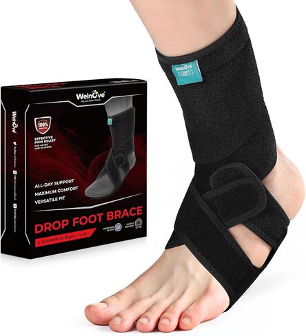 Welnove 2 Pack Drop Foot Brace with Arch Support，AFO Ankle Brace for Walking ，Relieve the Instability of Lower Limbs by Foot Drop, MS, TBI, Spinal Cord Injury, Cerebral Palsy(Include Left and Right) in Saudi Arabia