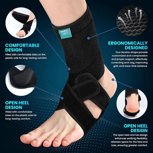 Welnove 2 Pack Drop Foot Brace with Arch Support，AFO Ankle Brace for Walking ，Relieve the Instability of Lower Limbs by Foot Drop, MS, TBI, Spinal Cord Injury, Cerebral Palsy(Include Left and Right) in Saudi Arabia