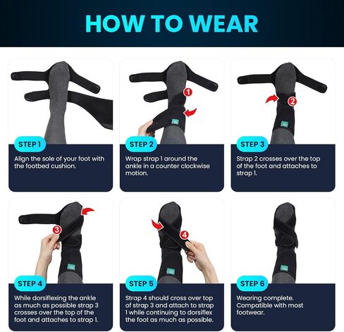 Welnove 2 Pack Drop Foot Brace with Arch Support，AFO Ankle Brace for Walking ，Relieve the Instability of Lower Limbs by Foot Drop, MS, TBI, Spinal Cord Injury, Cerebral Palsy(Include Left and Right) in Saudi Arabia