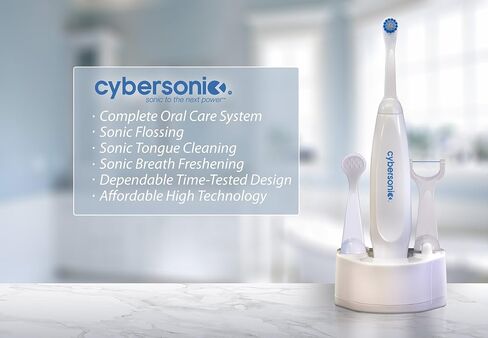 Cybersonic Classic Electric Toothbrush, Rechargable Power Toothbrush with Complete Dental Care Kit Including Tongue Scraper and Floss Heads in Saudi Arabia