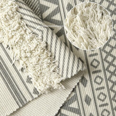 Seavish Boho عداء البساط، 2.3X 5.2 منطقة القطن البساط مزرعة اليد المنسوجة هامش رمي البساط معنقدة أشعث لهجة شرابة البساط لغرفة المعيشة غرفة نوم الحمام المطبخ الغسيل النوم in Kuwait