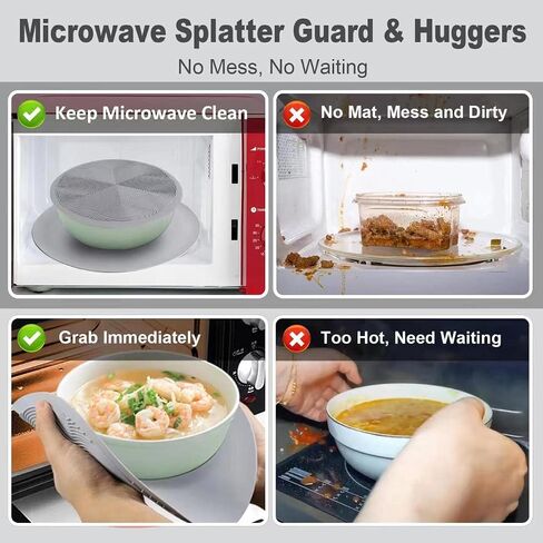 KooMall 12 10 8 Inch Multi-use Microwave Mat, Trivet, Pot Holders, Drying, Baking, Place Mat, Utensils Rest, Silicone Cover Pad for Hot Pot Pans Bowls Plates Dishes Kitchen Counter,Heat Resistant,Gray in Saudi Arabia