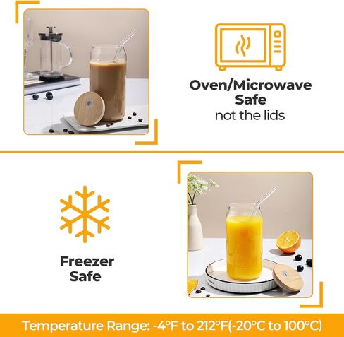 4 مجموعات أكواب زجاجية مع أغطية وقش من الخيزران، أكواب بيرة للشرب على شكل علبة 20 أونصة، فناجين قهوة مثلجة، كوب لطيف مع فرشتي تنظيف، مثالية لشاي الفقاعات والعصائر والعصير in Kuwait