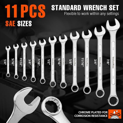 ValueMax 12-Piece Metric Wrench Set, Carbon Steel, 8-19mm in Saudi Arabia