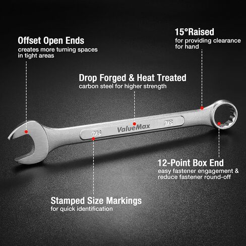 ValueMax 12-Piece Metric Wrench Set, Carbon Steel, 8-19mm in Saudi Arabia