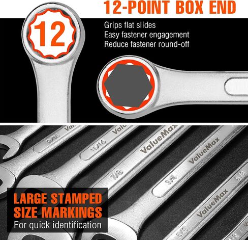 ValueMax 12-Piece Metric Wrench Set, Carbon Steel, 8-19mm in Saudi Arabia