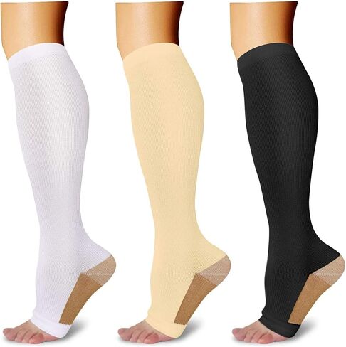 Athbavib 3 Pairs Open Toe Compression Socks for Men Women Toeless Compression Socks in Saudi Arabia