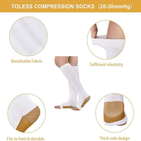Athbavib 3 Pairs Open Toe Compression Socks for Men Women Toeless Compression Socks in Saudi Arabia