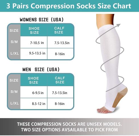 Athbavib 3 Pairs Open Toe Compression Socks for Men Women Toeless Compression Socks in Saudi Arabia
