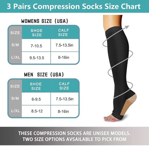 Athbavib 3 Pairs Open Toe Compression Socks for Men Women Toeless Compression Socks in Saudi Arabia