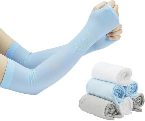 PAMASE 6 Pairs UV Protection Cooling Arm Sleeves Cover for Women and Men, Sun Sleeves Cover with Thumb Hole for Biking, Gardening, Driving, Fishing, Golf, Hiking in Kuwait