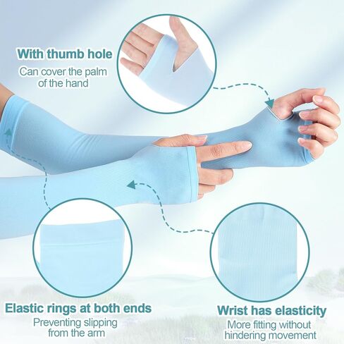 PAMASE 6 Pairs UV Protection Cooling Arm Sleeves Cover for Women and Men, Sun Sleeves Cover with Thumb Hole for Biking, Gardening, Driving, Fishing, Golf, Hiking in Kuwait
