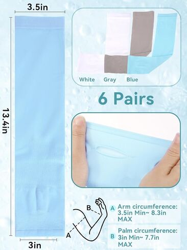 PAMASE 6 Pairs UV Protection Cooling Arm Sleeves Cover for Women and Men, Sun Sleeves Cover with Thumb Hole for Biking, Gardening, Driving, Fishing, Golf, Hiking in Kuwait
