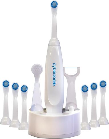 Cybersonic Classic Electric Toothbrush, Rechargable Power Toothbrush with Complete Dental Care Kit Including Tongue Scraper and Floss Heads in Saudi Arabia