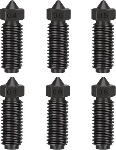 6 قطع فوهات فولاذية صلبة لفوهات خيط Kobra 3 Hotend Extruder 0.4 مم 0.6 مم 0.8 مم فوهات رش متوافقة مع رأس الطباعة الساخن مناسب للطابعة Anycubic ثلاثية الأبعاد in Kuwait