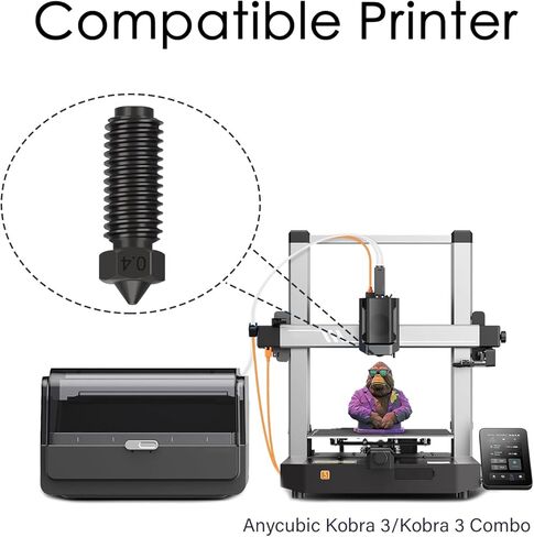 6 قطع فوهات فولاذية صلبة لفوهات خيط Kobra 3 Hotend Extruder 0.4 مم 0.6 مم 0.8 مم فوهات رش متوافقة مع رأس الطباعة الساخن مناسب للطابعة Anycubic ثلاثية الأبعاد in Kuwait